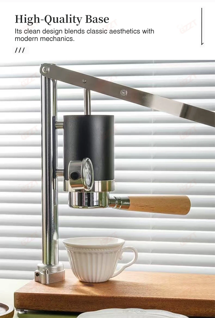 GZZT CMJT85 ハンドプレスコーヒーマシン 51mm 手動イタリアンエスプレッソメーカー レトロデザイン 高圧抽出コーヒーツール