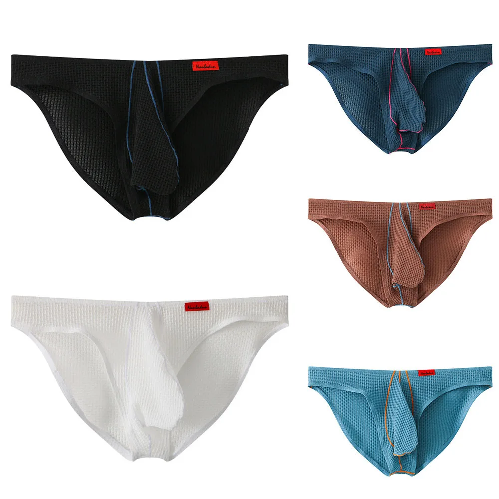 2024 Men\'s Briefs Panties Ice Silk U Convex Underwear Knickers Low-Rise Solid Sports Breathable Underpants Plus Size Panties