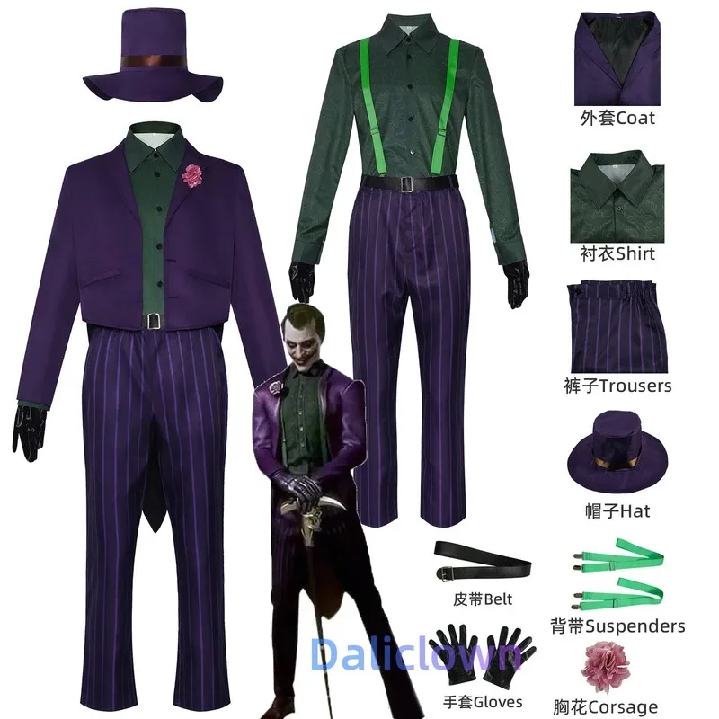 

Mortal Kombat 11 Clown Shirt Jacket Top Pants Set Role Playing Costume Halloween Disguise Carnival Party Men's Stage Performance