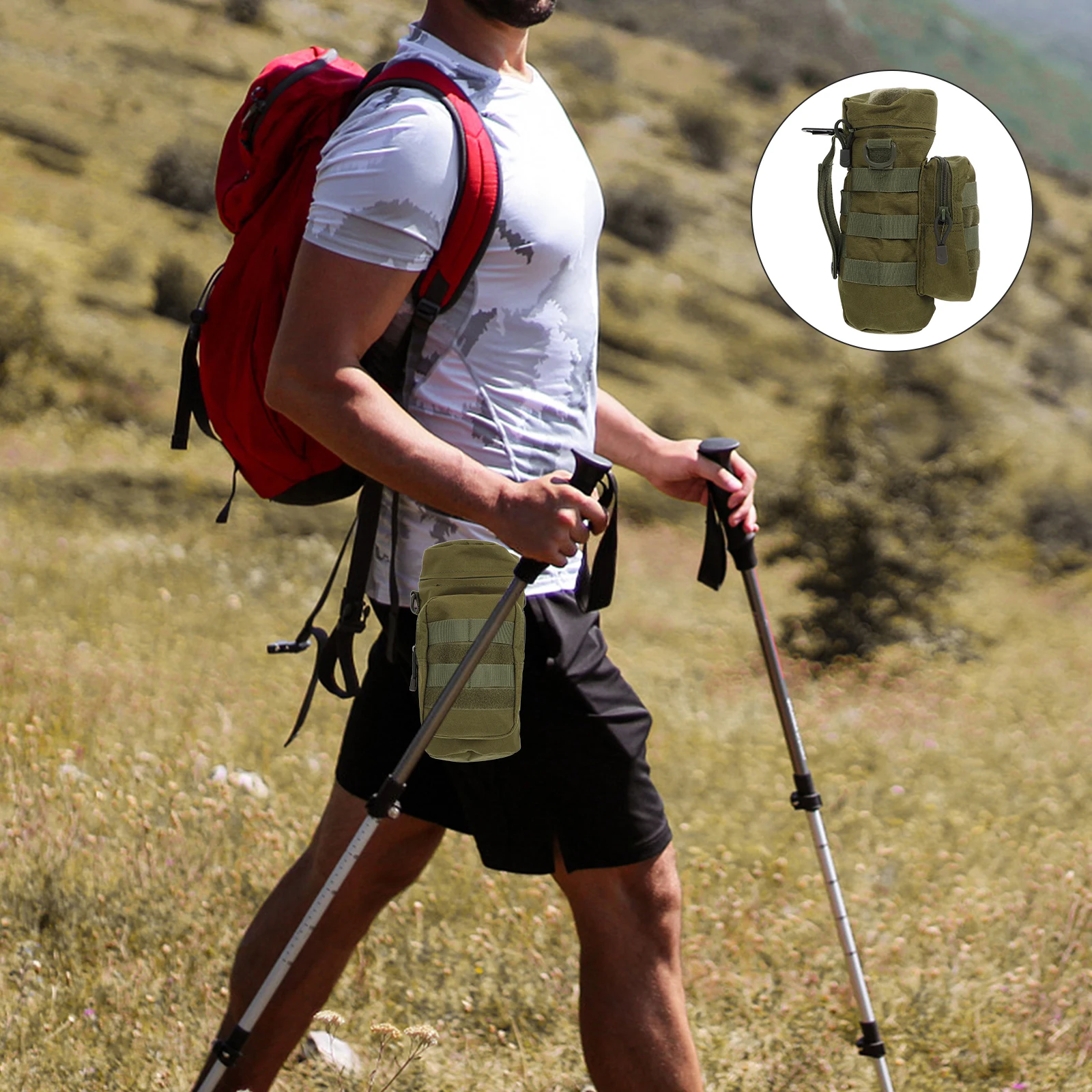 

1pc Outdoor Mountaineering Water Bottle Storage Bag For Hiking Camping Lightweight Waterproof Bottle Pouch For Adults