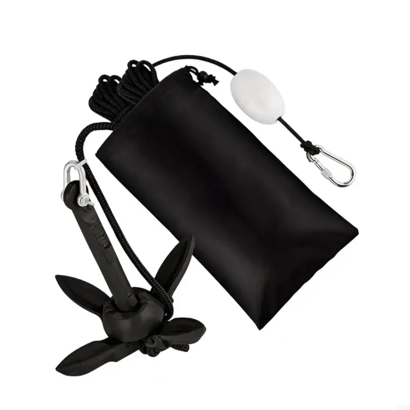 4 Prong Retractable Marine Mooring Gear with 40 Feet Rope & Carrying Case Carbon Steel Vessel Mooring for Canoes Small Water