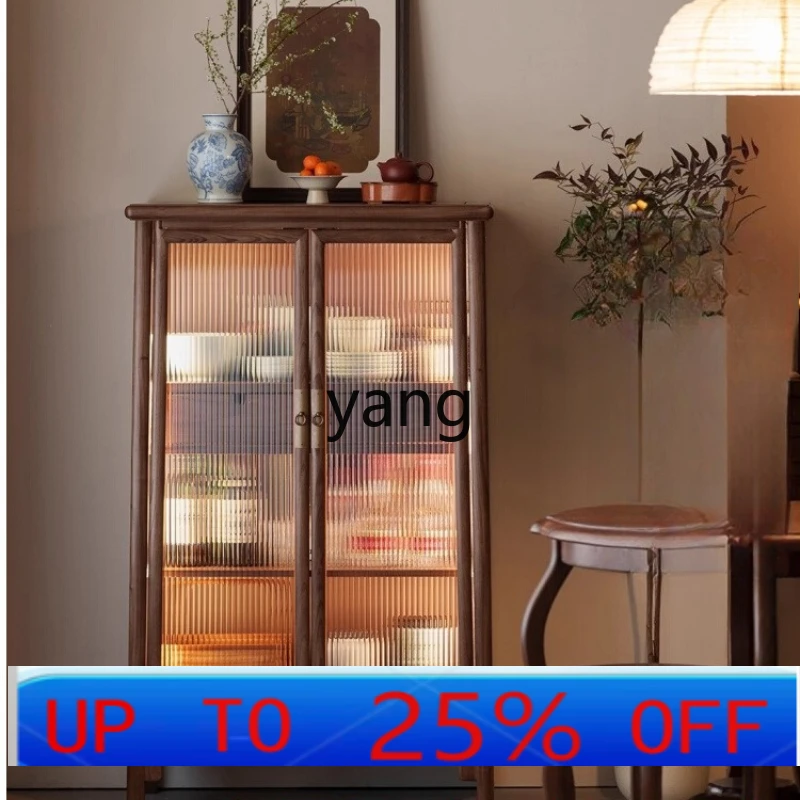 

LMMNew Chinese Style Solid Wood Glass Door Wall-Mounted Wine Cabinet Display Cabinet