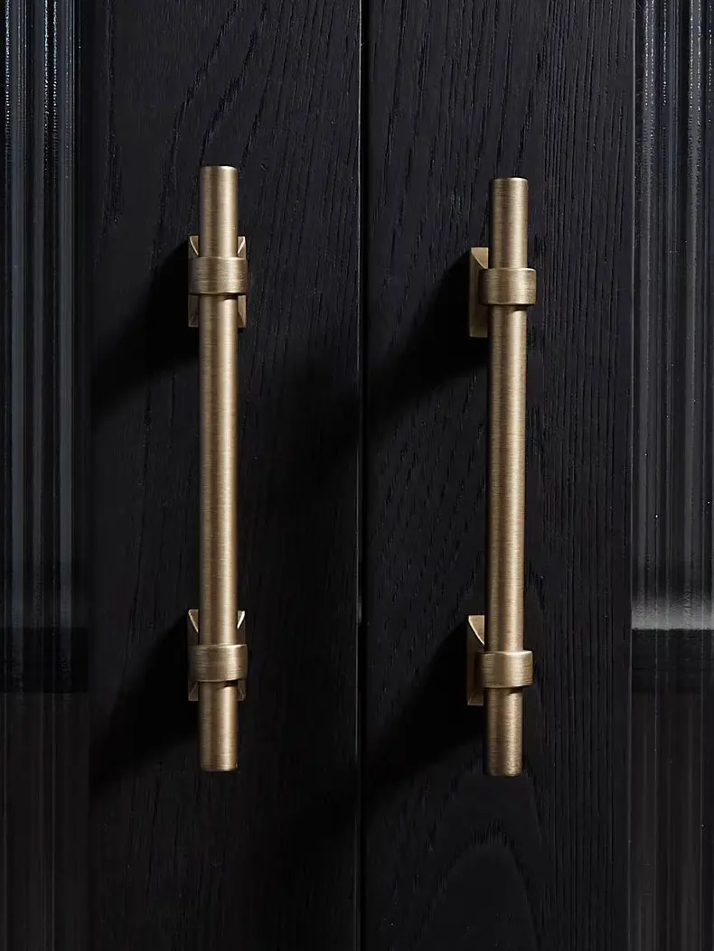 Antique Solid Brass Cabinet T Shaped Knobs Door Handles Retro Drawer Cupboard Pulls Furniture Handles for Kitchen Home Vintage