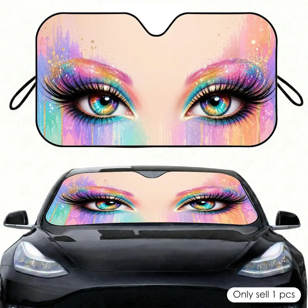 Exquisite Eye Makeup Sun Visor Car Windshield Sunshade Front Window UV Protection Heat Insulation Sun Shade Cover Foldable