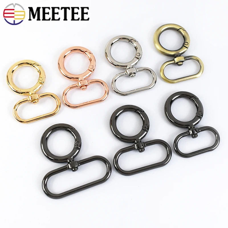 

5/10Pcs 20-38mm Metal Bag Strap Buckles Spring O Ring Snap Hooks Connector Buckle Keychain Carabiner Clips Hardware Accessories