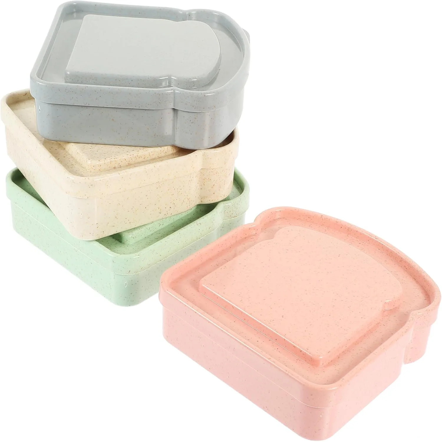 Toast Shape Sandwich Box 4Pcs Food  Containers Meal Prep Holder Freezer Bread Boxes for Lunch Fruit Candy Chocolate Party Suppli