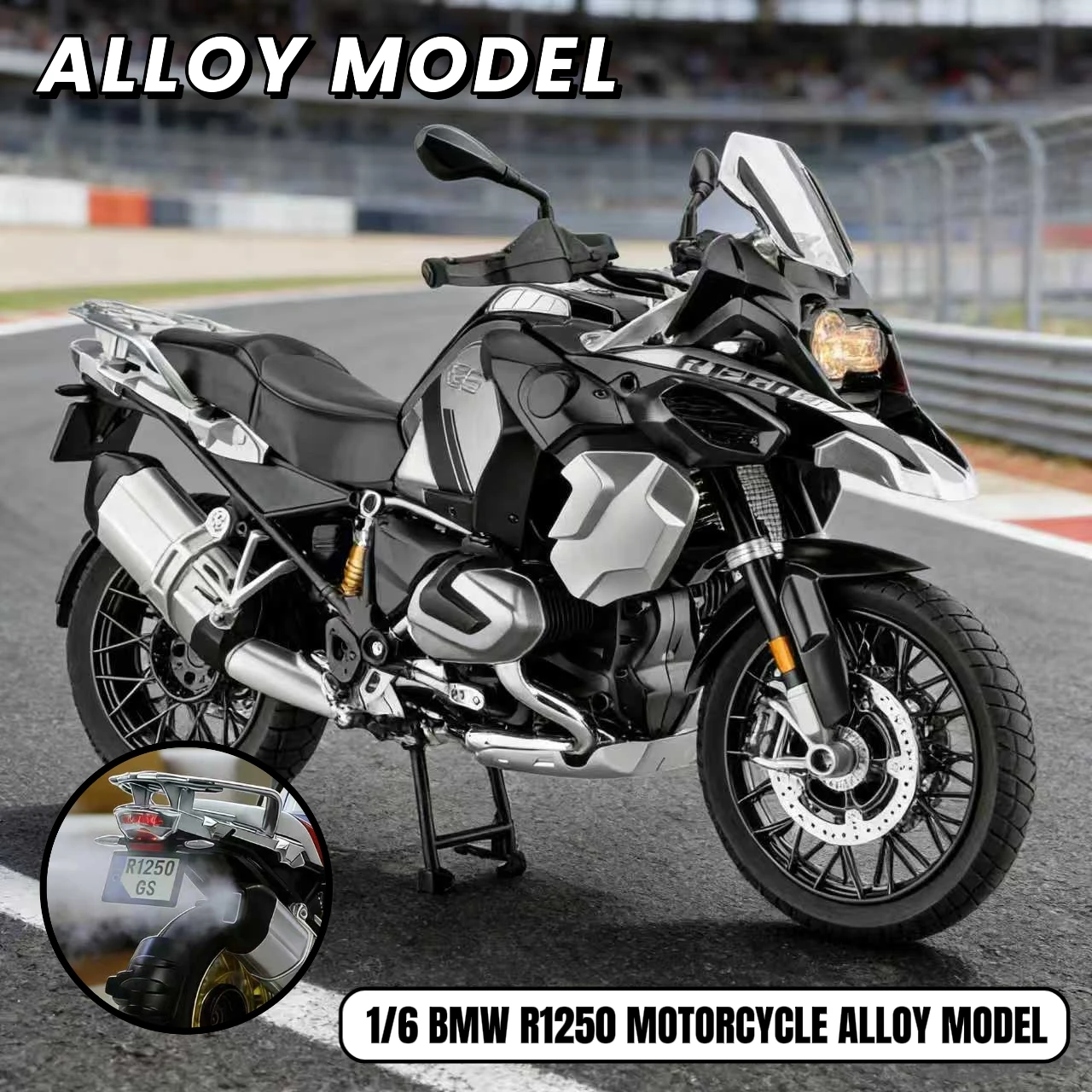 

Alloy Metal Diecast Model Motorcycle Spray 1:6 BMW R1250 GS ADV High Simulation Home Trendy Ornaments Collection Hobby Gifts Q