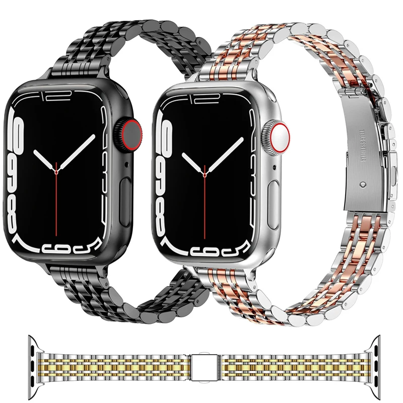 Slim Strap For Apple watch Band 41mm 45mm 44mm 40mm 38mm 42mm Metal Stainless Steel Link belt Bracelet iwatch series 7 6 5 4 SE