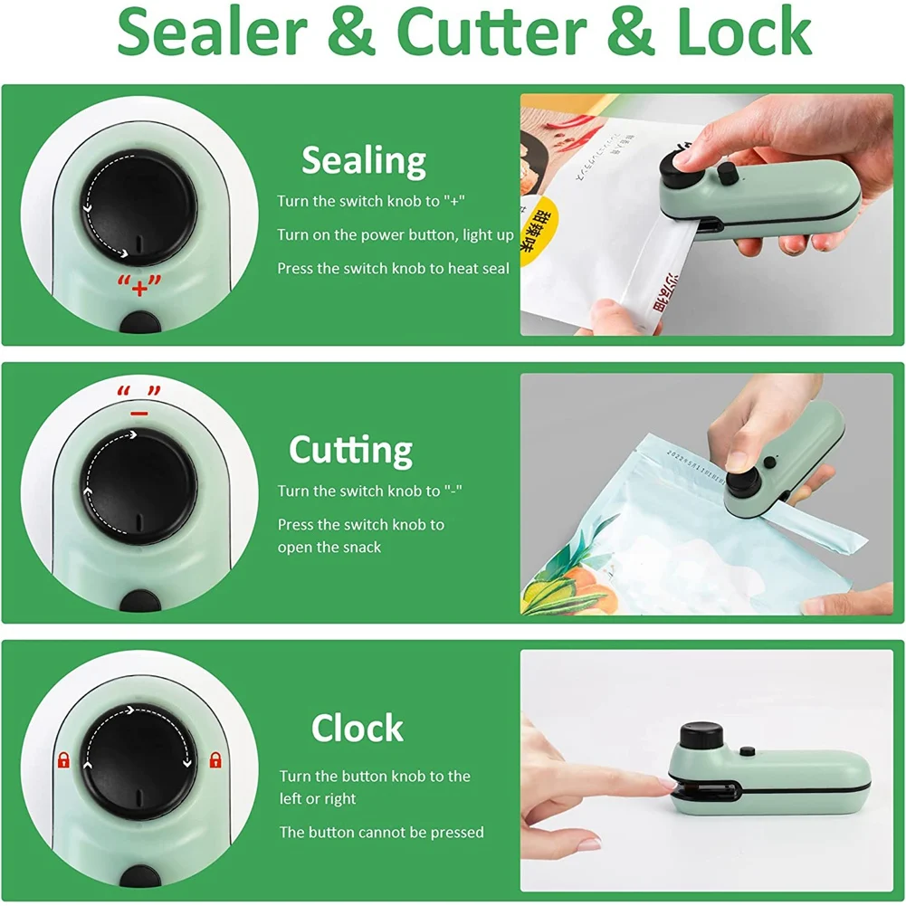 Mini Bag Sealer, Heat Sealer with Cutter Portable Chip Bag Sealer with Soft Magnetic Handheld Bag Sealer Machine