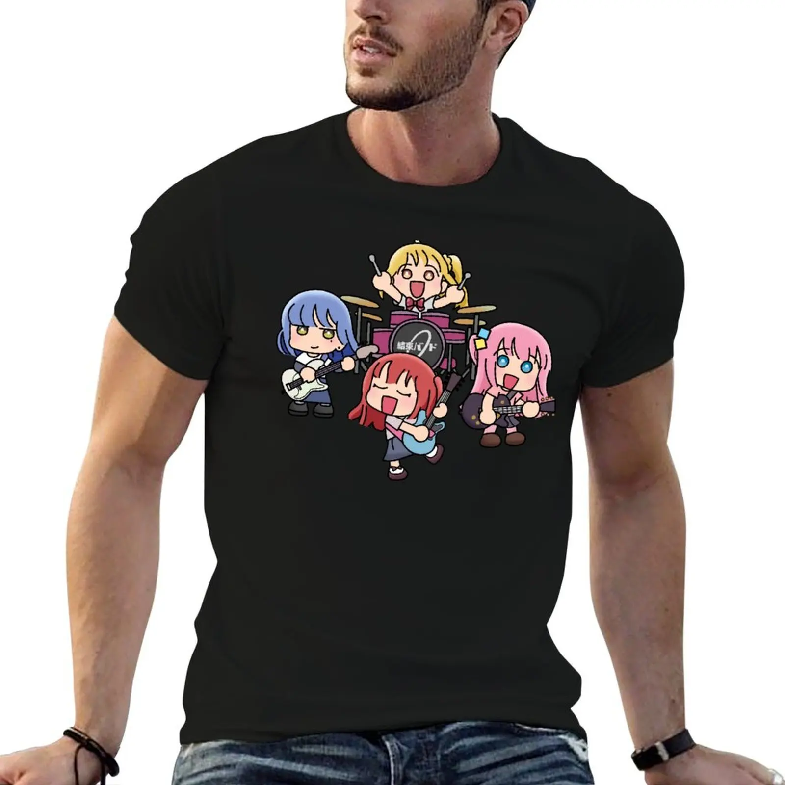 Bocchi The Rock Chibi Art T-Shirt Work Style Casual T-Shirt