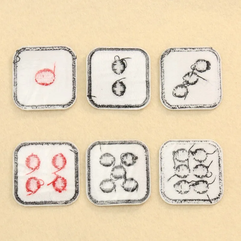 

Cartoon Dice Embroidery Cloth Sticker Digital Dice Decal Hats and Bags Decoration Holes Adhesive Patch
