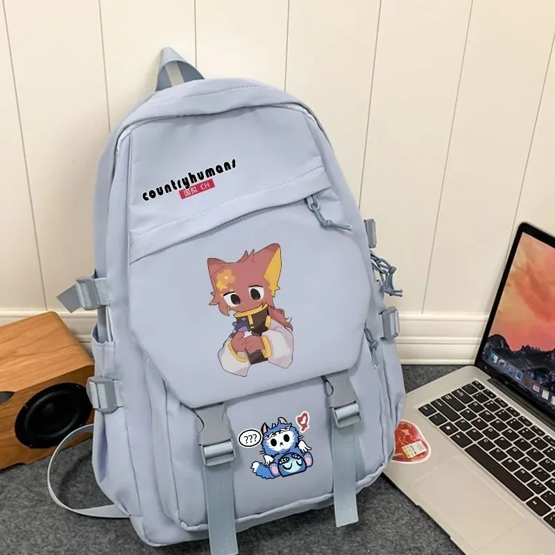 Black Blue White, CountryHumans Country Humans Countryball Polandball Kids Teens School Bags, Anime Backpacks Girls Boys