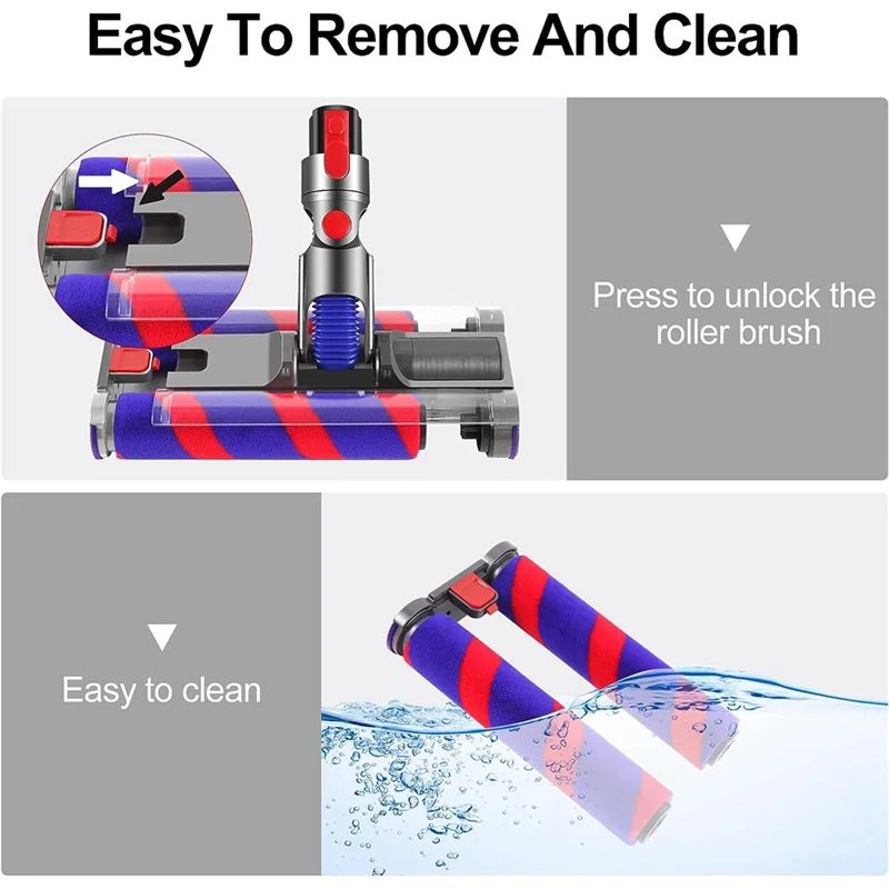 Замена вакуумной головки A44TV для головки двигателя серии Dyson V7 V8 V10 V11 V15, головка очистки мягкого ролика, двойная роликовая щетка