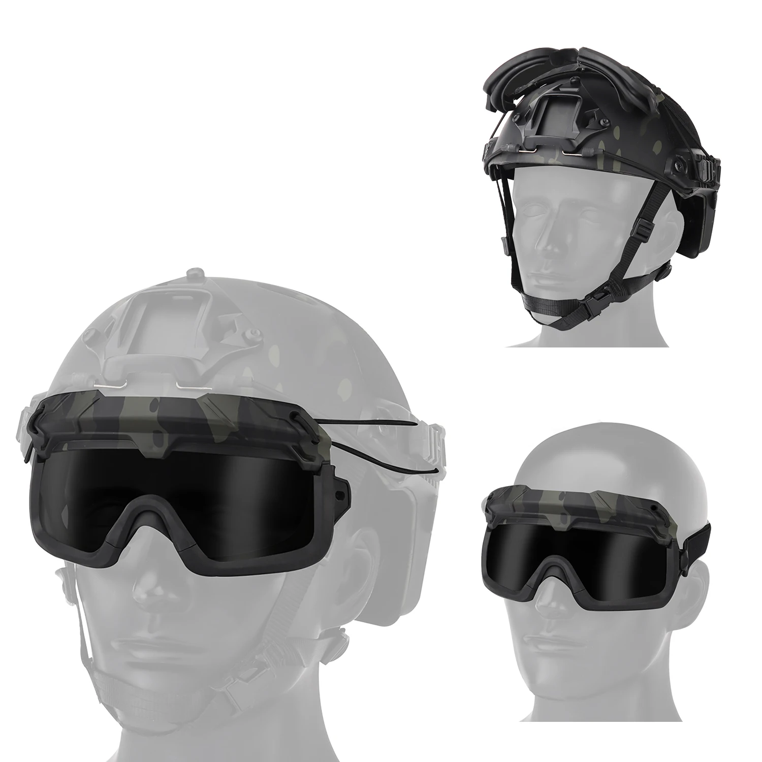  MULTIDIMENSIONAL Anti UV Split goggle Head Wearing Mode Adapte to Helmet wargame Hunting outdoor airsoft Cycling