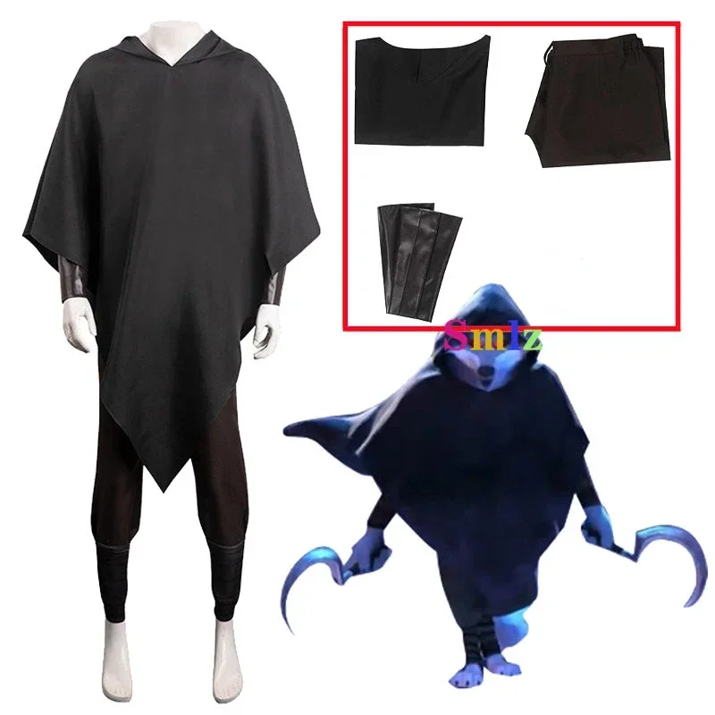 

Anime Puss Cosplay Death Wolf Costume Outfit Black Hoodie Cloak Pants Boots Set Halloween Carnival Party Suit