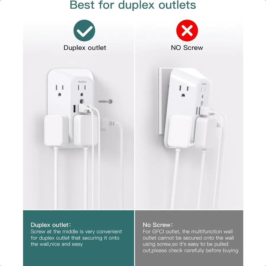 عرام حامي المخرج موسع 6 منفذ الفاصل مع 4 USB الجدار شاحن 2 منافذ USBC متعددة التوصيل الجدار المخرج 1800J قطاع الطاقة