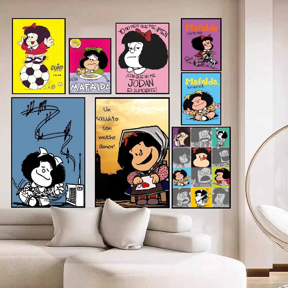 Niedliche Cartoon Mafalda Vintage Poster klebrige Vintage Zimmer Home Bar Cafe Dekor Kawaii Raum dekor