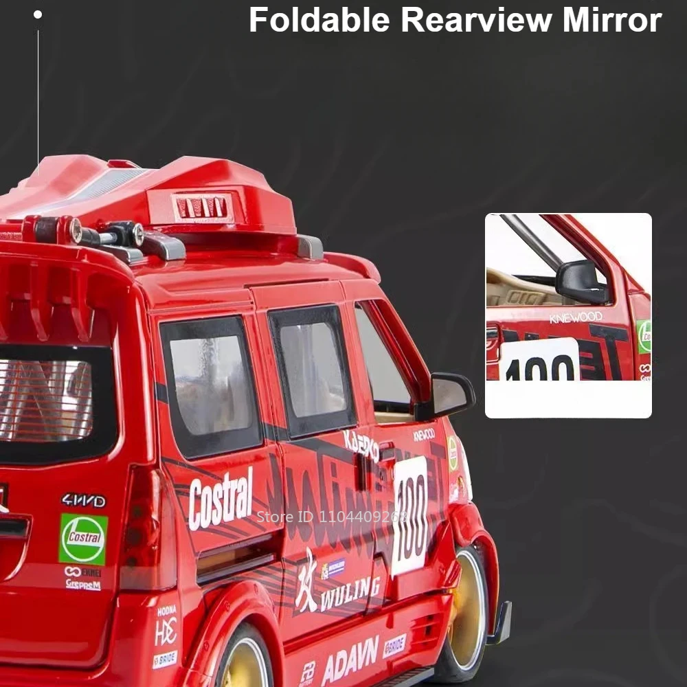 1:24 武陵宏光バン修正バージョン車バーベキュートラックモデルおもちゃ合金ダイキャストミニチュア車両モデル装飾ギフト