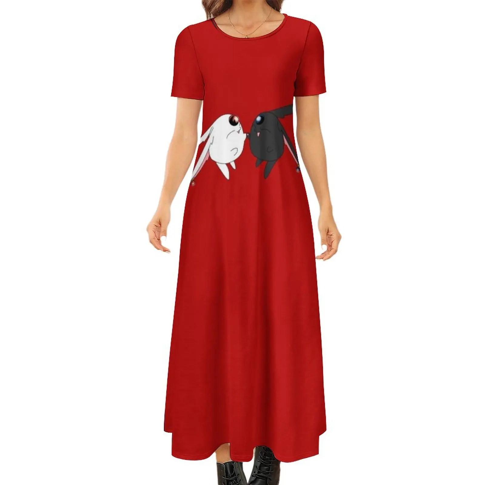 

Mokona Modoki Round Neck Short Sleeve Dress Long dress clothing women summer 2024 women dress evening dresses women