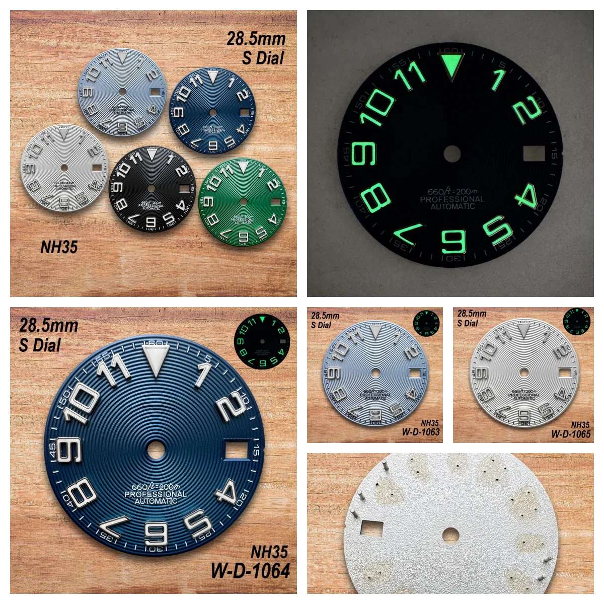 

28.5mm S Logo CD Dial NH35 Dial Green Luminous Suitable For NH35 Movement Watch Modification Accessories Fit 3/3.8/4.2 O'clock