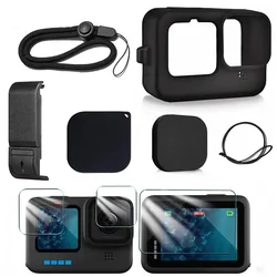 Silicone Case for GoPro Hero 12 10 9 Black Tempered Glass Screen Protector Protective Film Lens Cap Cover for Go Pro 10 11 case