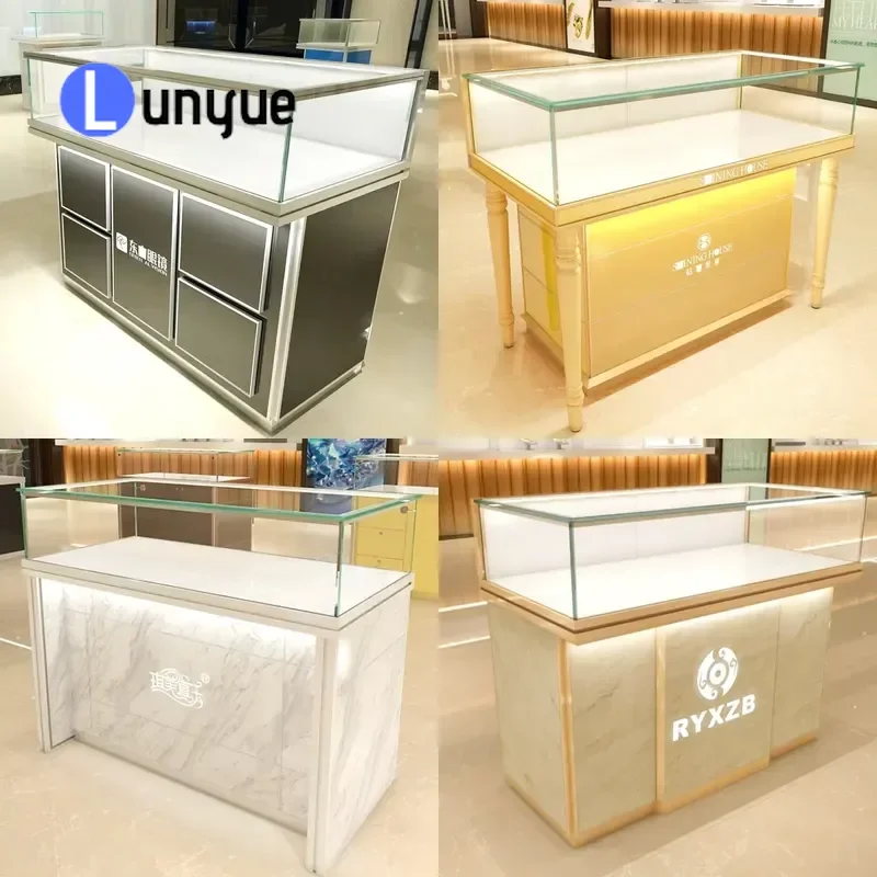 Gold LED Light Hidden Hinge Smart Drawer Lock for Wood Cabinet Cupboard Wall Mounted Jewelry Showcase Display Furniture for