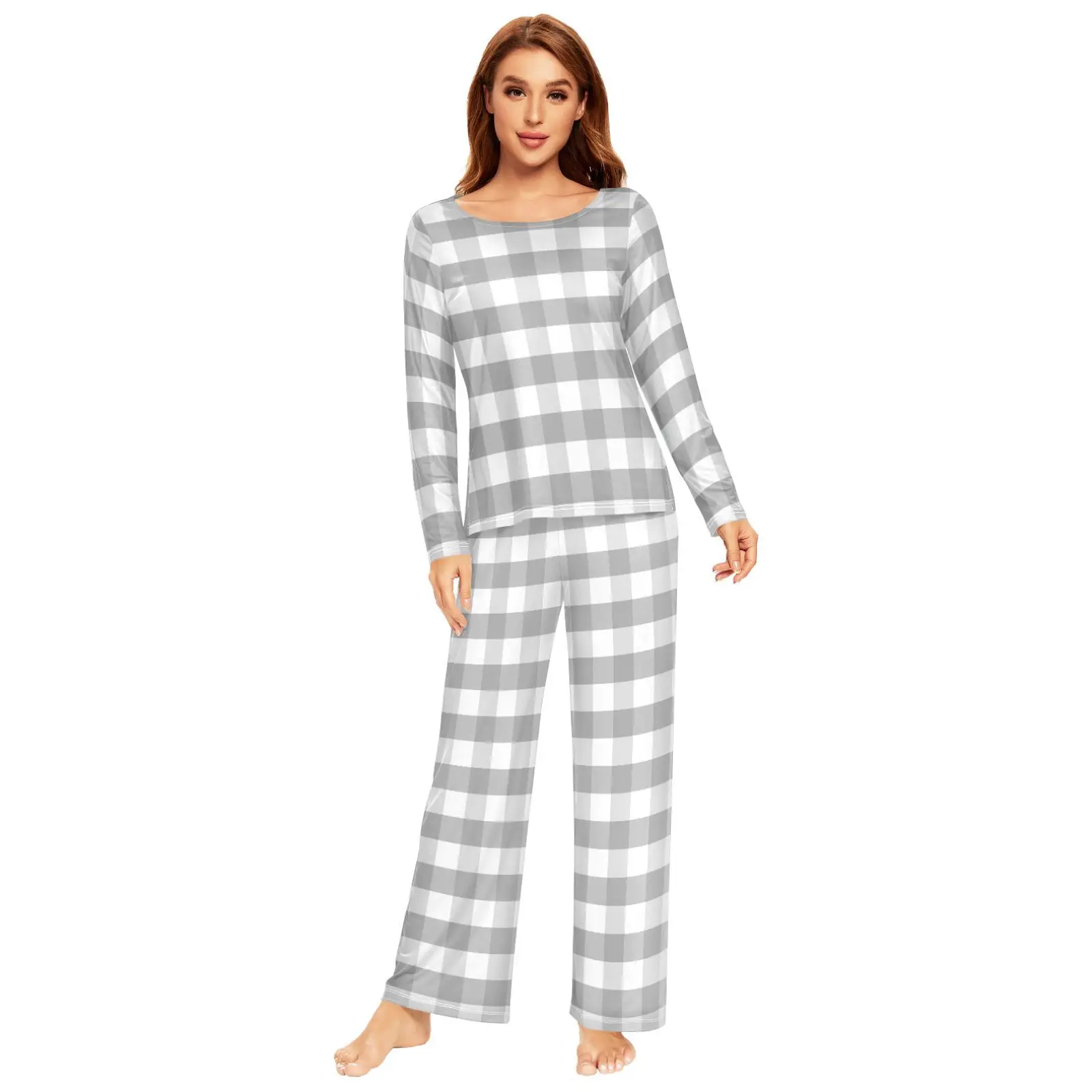 2026 novos pijamas femininos inverno pijamas grade padrão impressão conjuntos de roupa interior quente roupas interiores