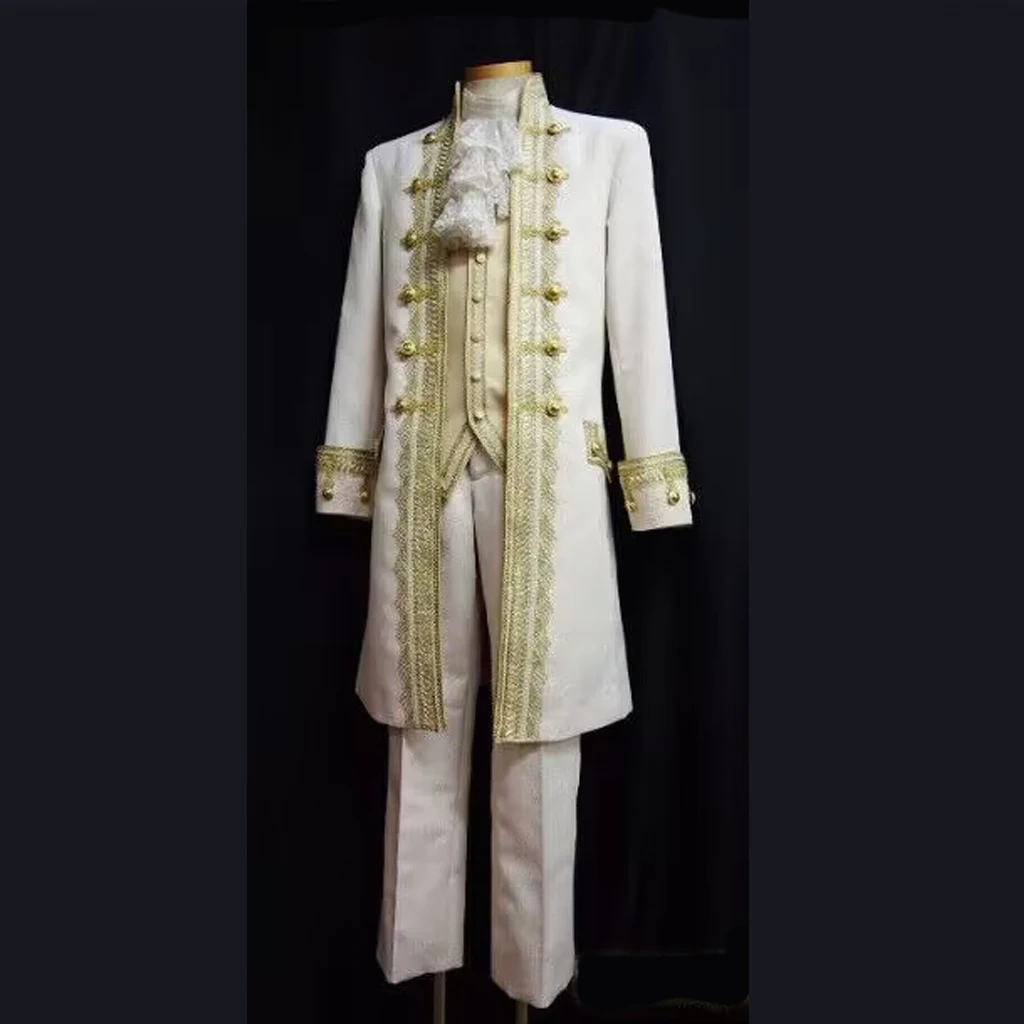 18th Century Victorian Renaissance White Outfit Marie Antoinette Men's Rococo Outfit Gentleman Cosplay Suit Groom Dress