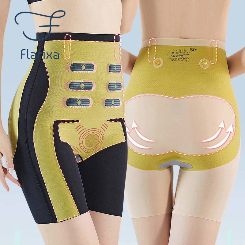 Flarixa ropa moldeadora de cuerpo sin costuras para mujer, bragas de vaina de vientre plano, pantalones cortos de vientre de levitación magnética 5D