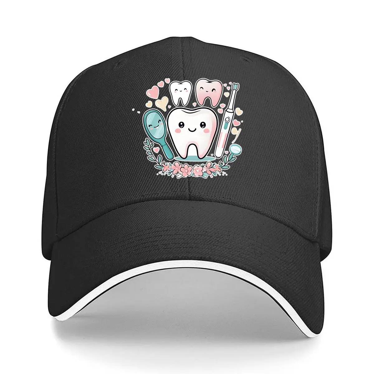 Cute Dental Hygienist Tooth Mirror Sandwich Baseball Cap