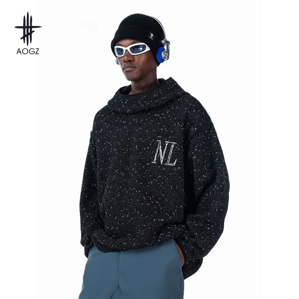 AOGZ الهيب هوب Harajuku عادية السماء المرصعة بالنجوم البلوز الرجال الأمريكية شارع العليا فضفاض قناع السترة هوديي البلوزات الخريف الشتاء