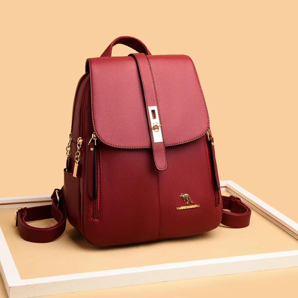 High Quality Leather Backpack Women Large Capacity Backpack Purses Female Vintage Bag School Bags Travel Bagpack Ladies Bookbag