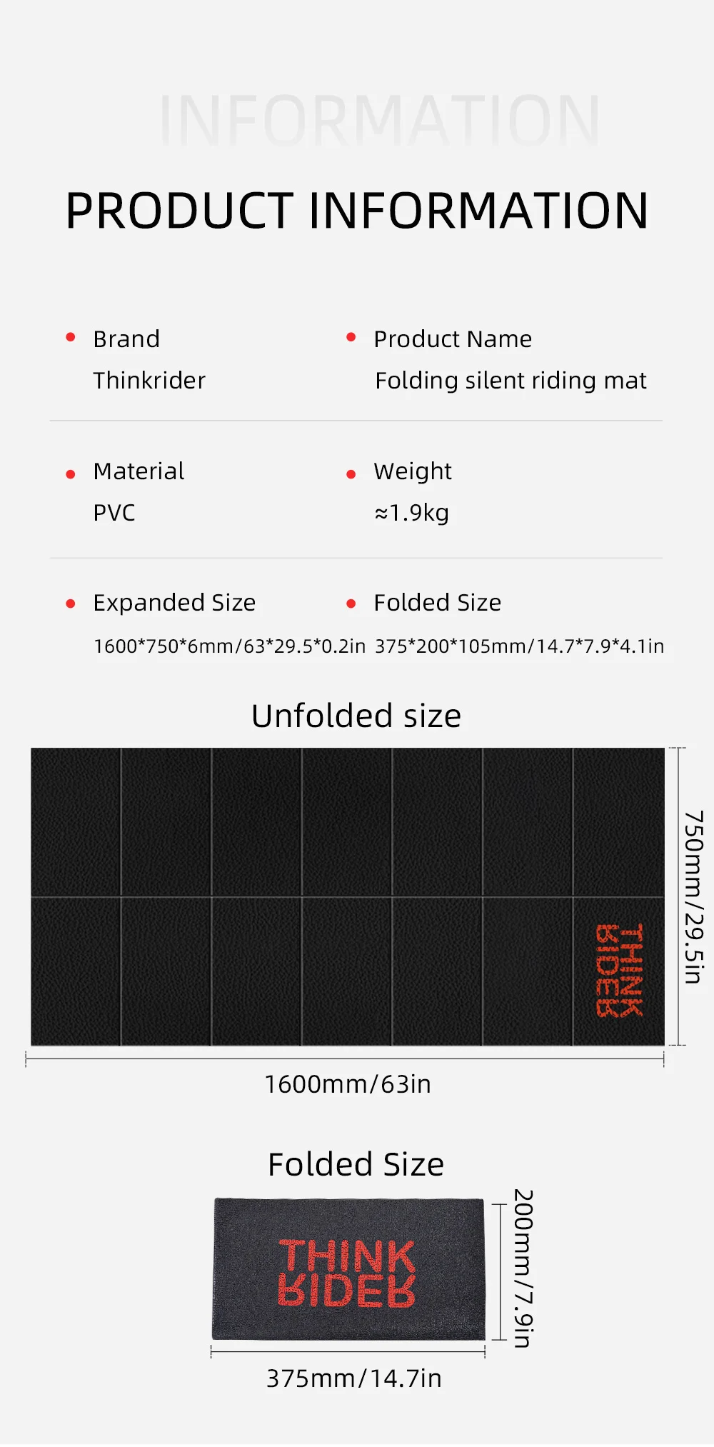 Thinkrider Trainingsmatte Yogamatte für Fahrrad Bicicletas Estaticas Trainer Übungsmatte für Trainer Floormat – Detail 7