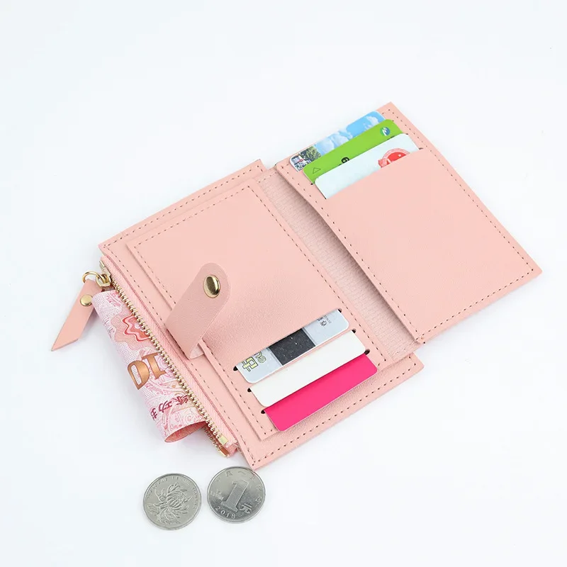 Short women's small wallet Driver's license wallet Korean coin purse women's mini button bag