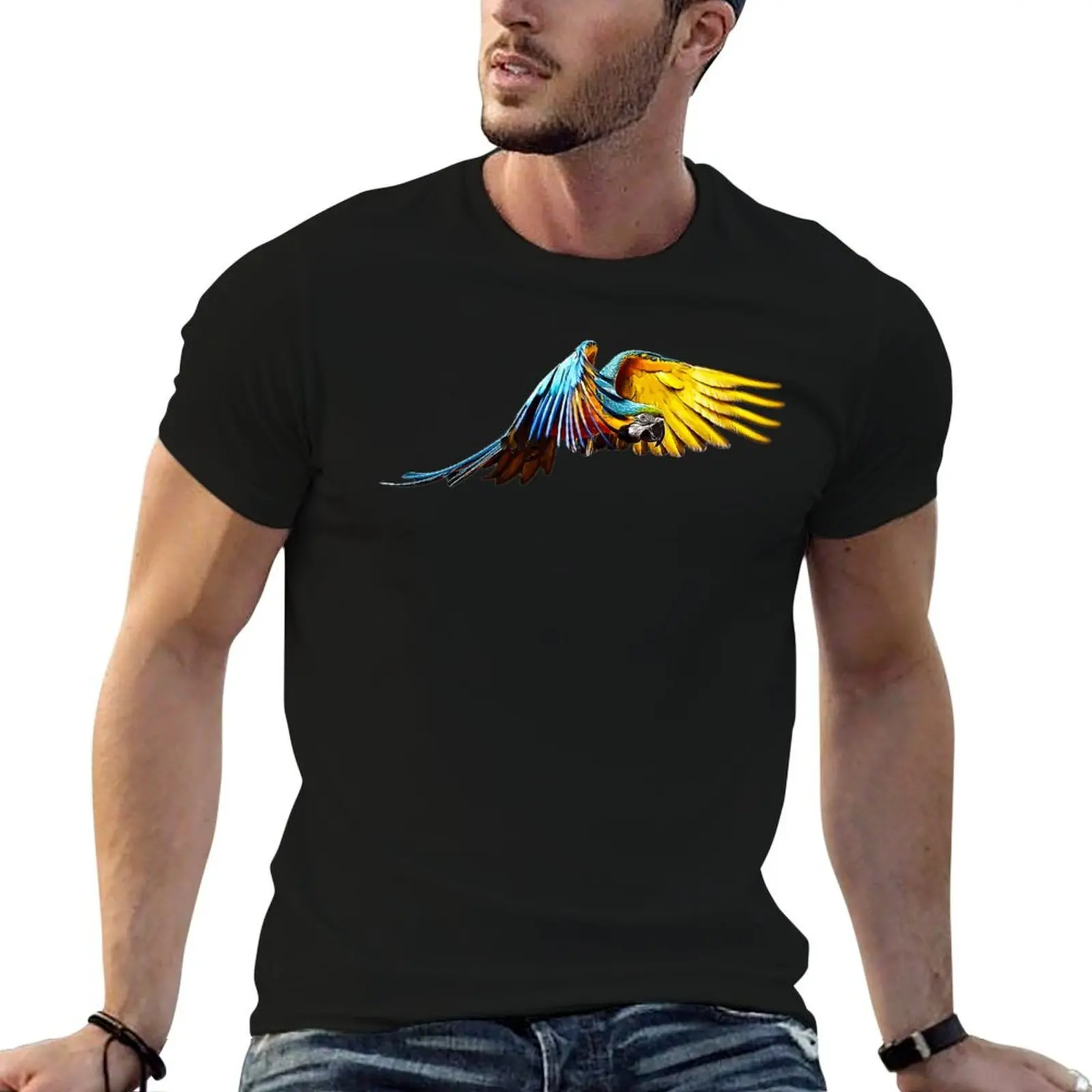

shirts shirts t for man and graphic funny t for t Blue Flying man Gold shirt essential Macaw T-Shirt men