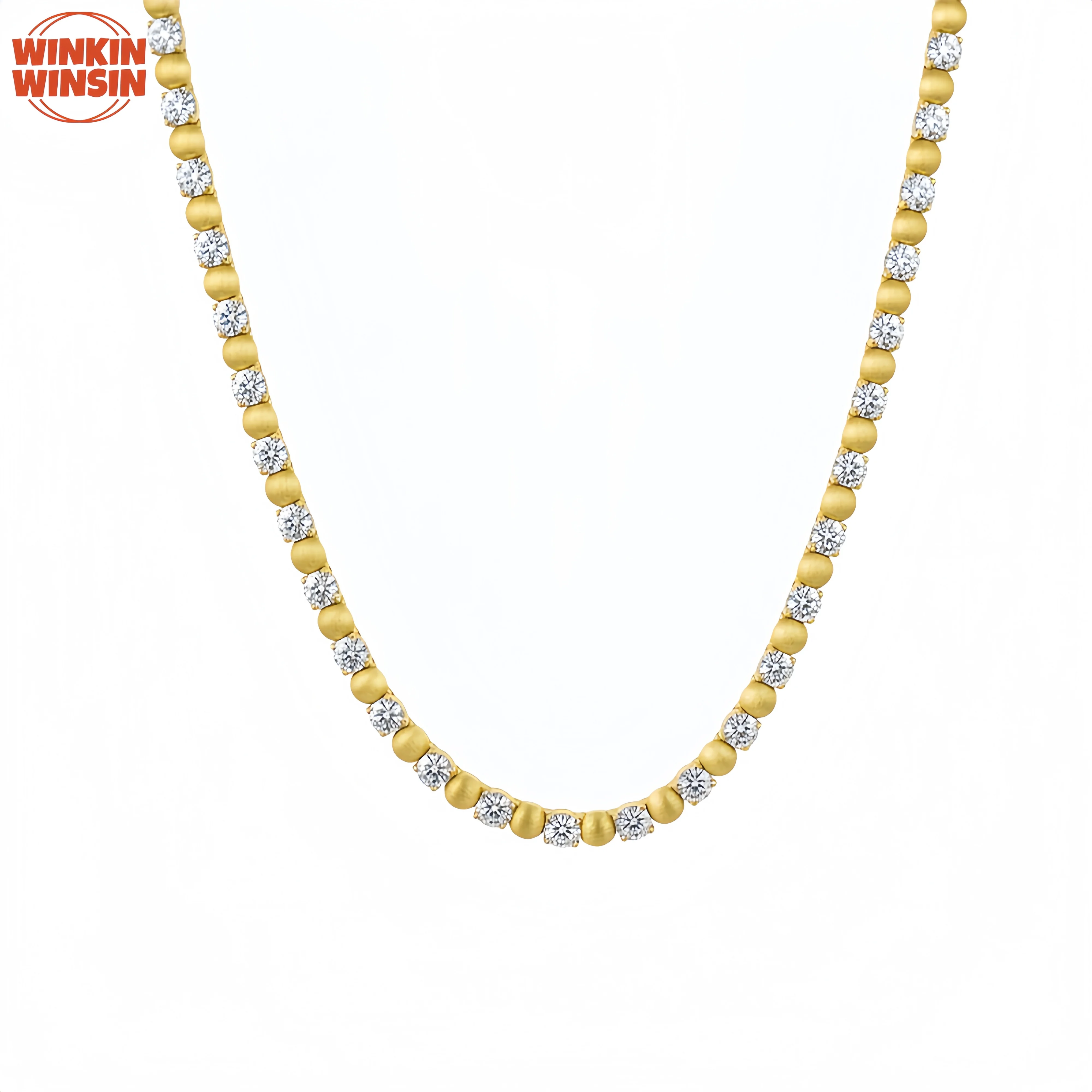 

Winkin Winsin Brand High Quality S925 Sterling Silver Necklace Mozambique Tennis Necklace Women Moissanite Jewelry