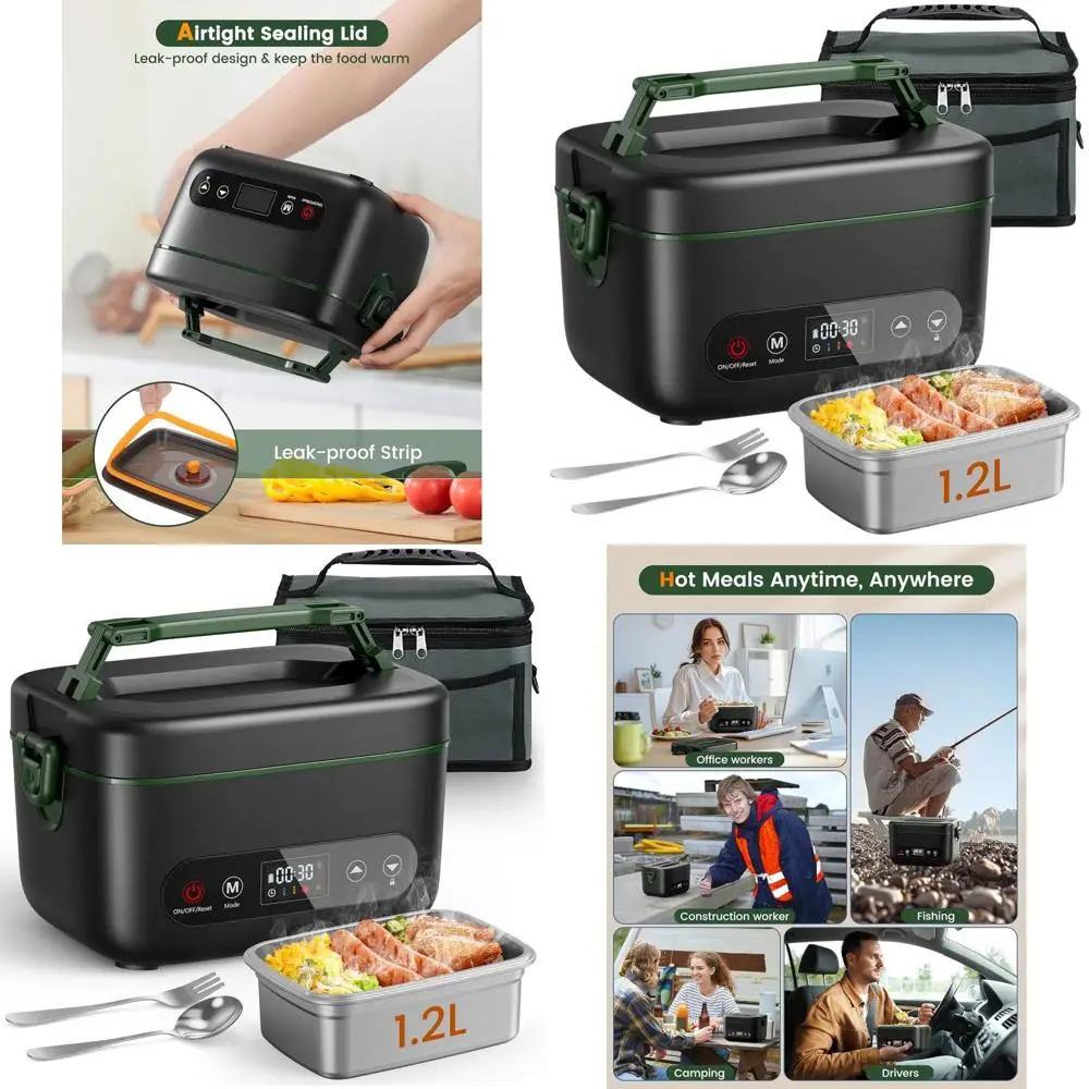 

1.2L Portable Electric Heated Lunch Box - 100W, 24000mAh Rechargeable, 5-Sided Heating for Outdoors, Office