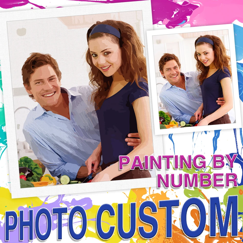 

RUOPOTY Paint By Numbers 24 Color Photo Custom Drawing Canvas Customized Picture For Aduilt Kits Acrylic Paint Wall Art Diy Gift