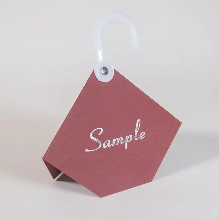 

Special-Shaped Textile Hot Stamping Hook Curtain Surface Cloth Hanging Header Card Fabric for Clothing Sample Card