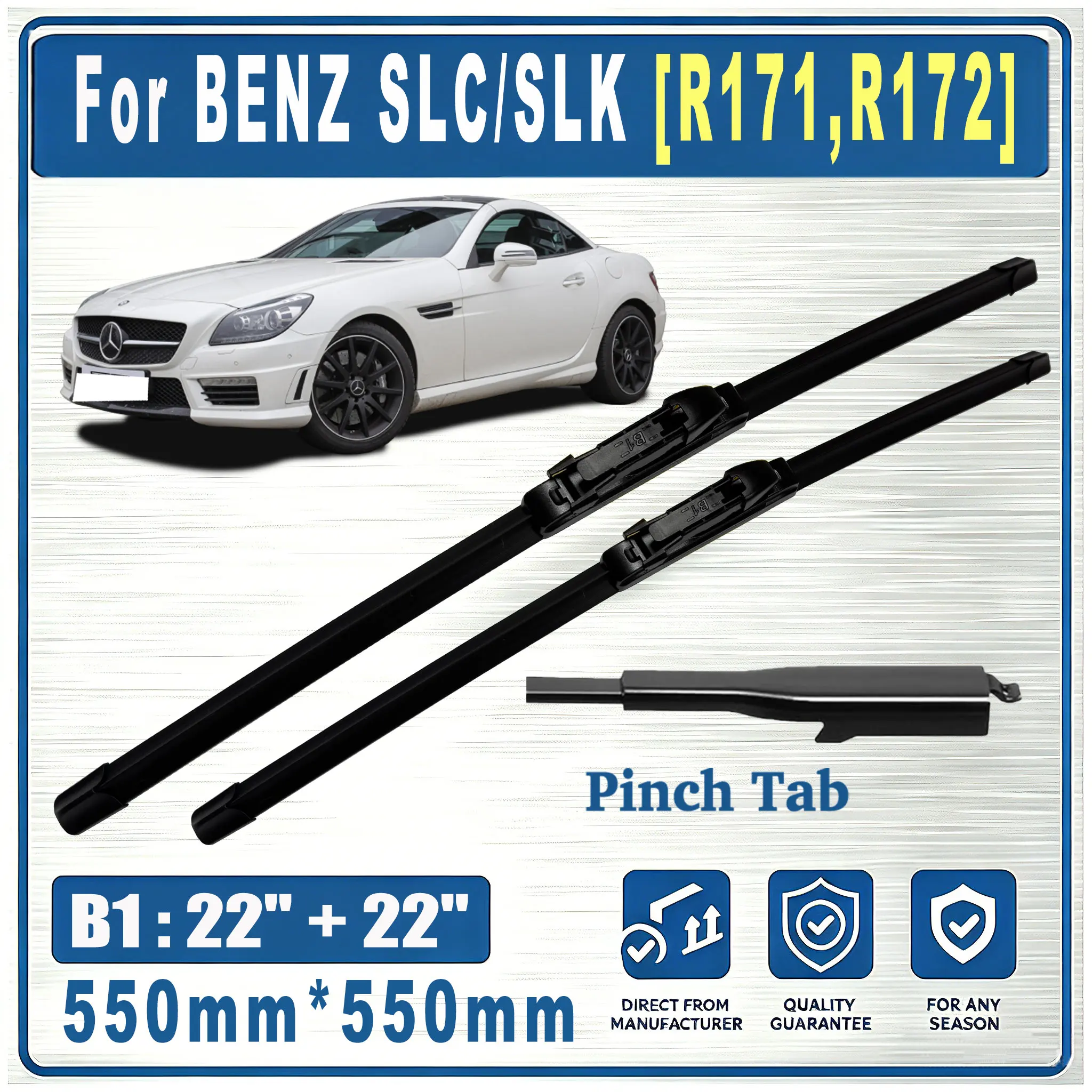 Für BENZ SLC/SLK [R171,R172] 2004-2022 Front B1 22"&22" 550mm 550mm Scheibenwischerblätter Windschutzscheibenwischerblätter-Set OEM 2 Stück