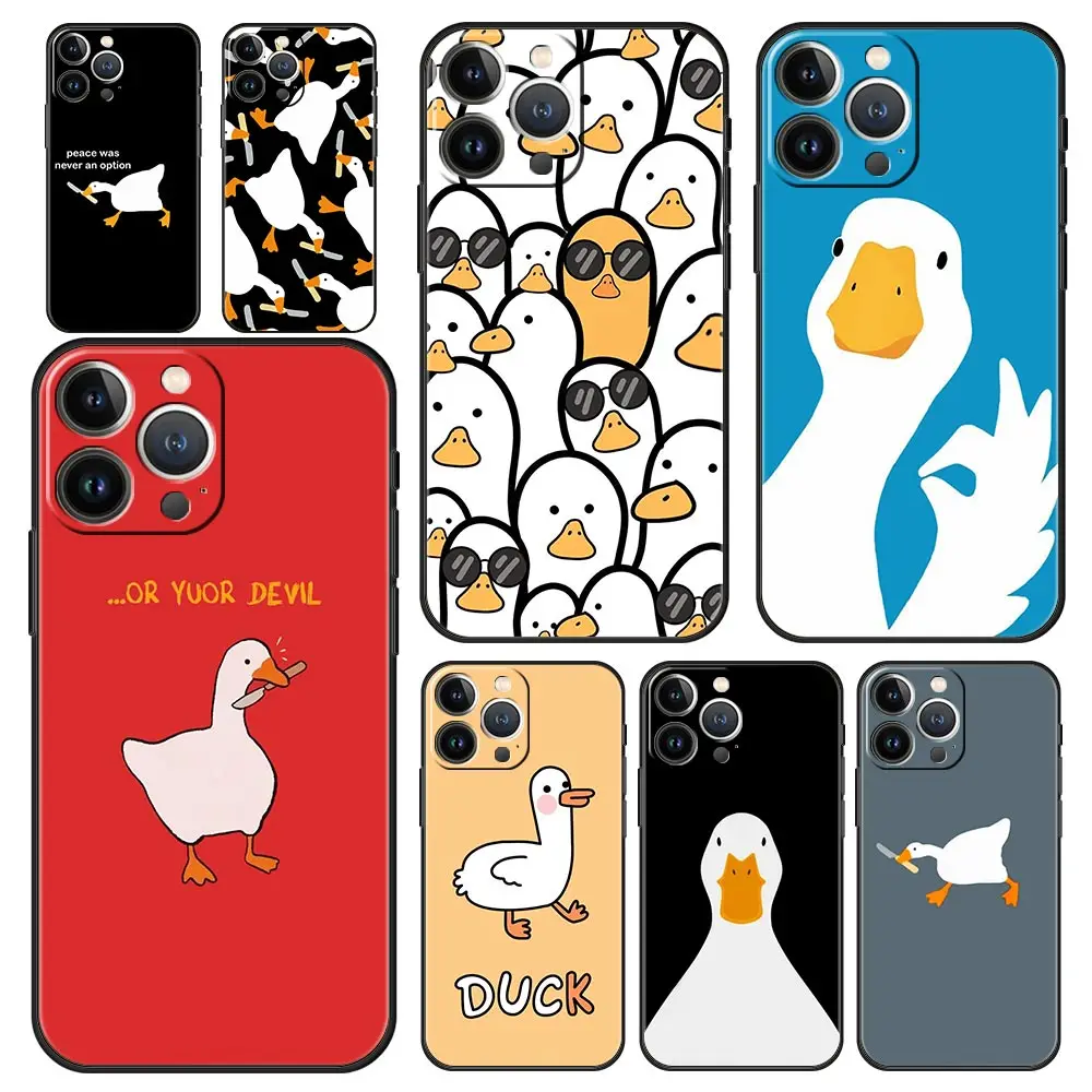 Luxury Phone Case For iPhone 16 15 14 11 Pro Max 13 12 XS X XR 7 8 Plus Shockproof Cartoon Cute Goose duck Game Cover