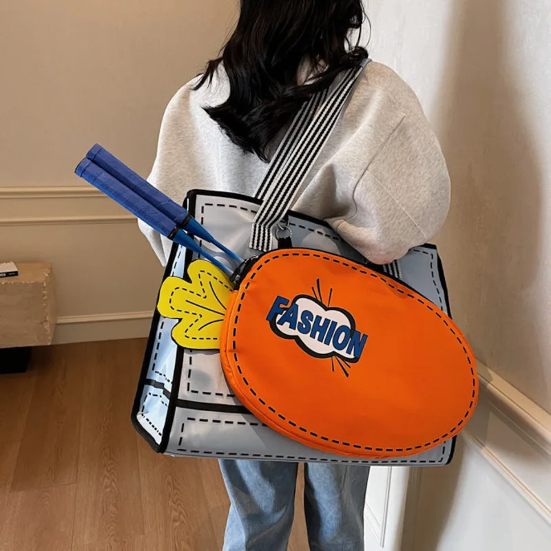 

Cute Carrot Cartoon Large Capacity Tote Sports Crossbody Bag Unisex Portable Badminton Multifunctional Racket Bag