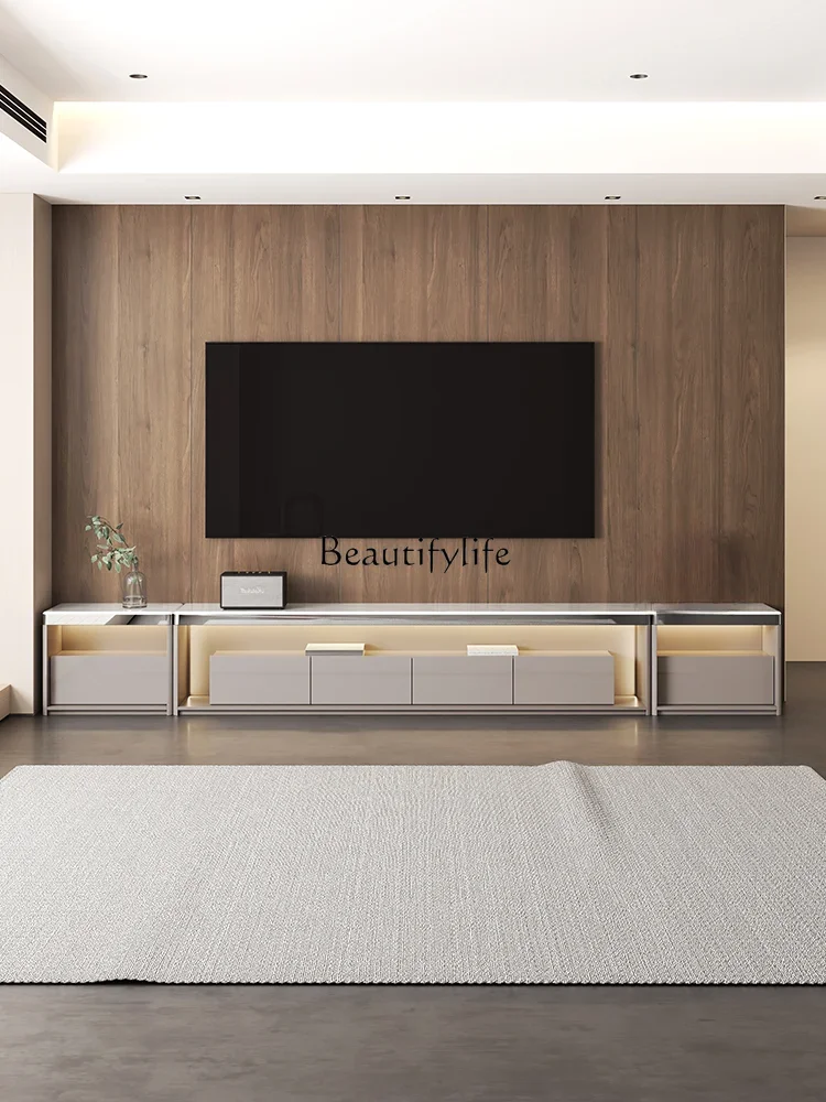 

Floor-to-ceiling TV cabinet Italian light luxury high-end home modern simplicity