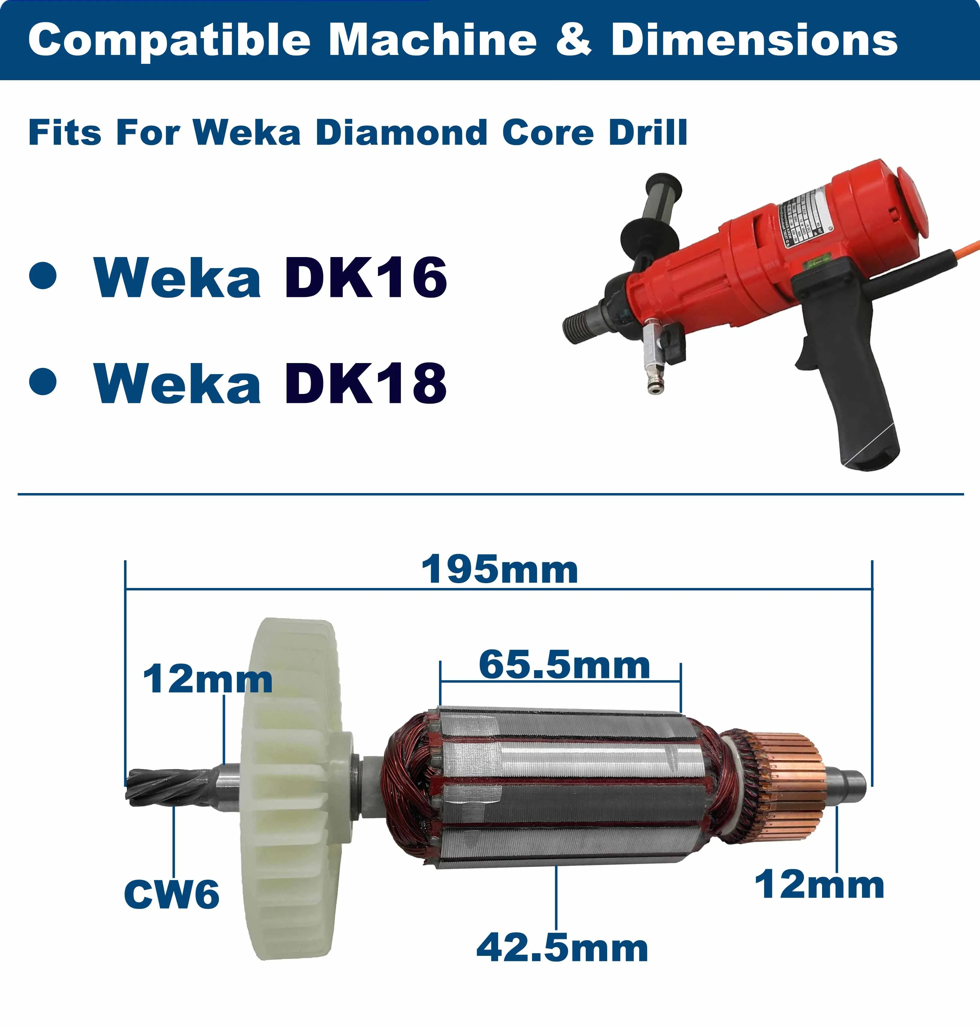 AC220V-240V DK16 DK18 Rotor Anker Motor Ersatzteil Für WEKA Bohrmaschine – Detail 2