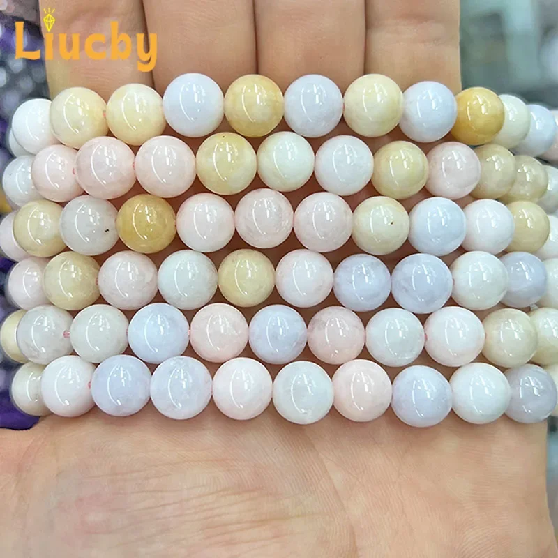 Naturstein-Morganit-Rundperlen, DIY-Ohrringe für Damen, Accessoires, Dekoration, Schlüsselanhänger, für die Schmuckherstellung, 15 Zoll, 6/8/10/12 mm – Detail 6