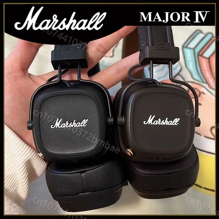 Marshall Major IV 4-Casque Bluetooth sans fil, Écouteurs classiques, Basses profondes, Pliable, Pop Rock, Rétro, Musique, Microphone, Casque