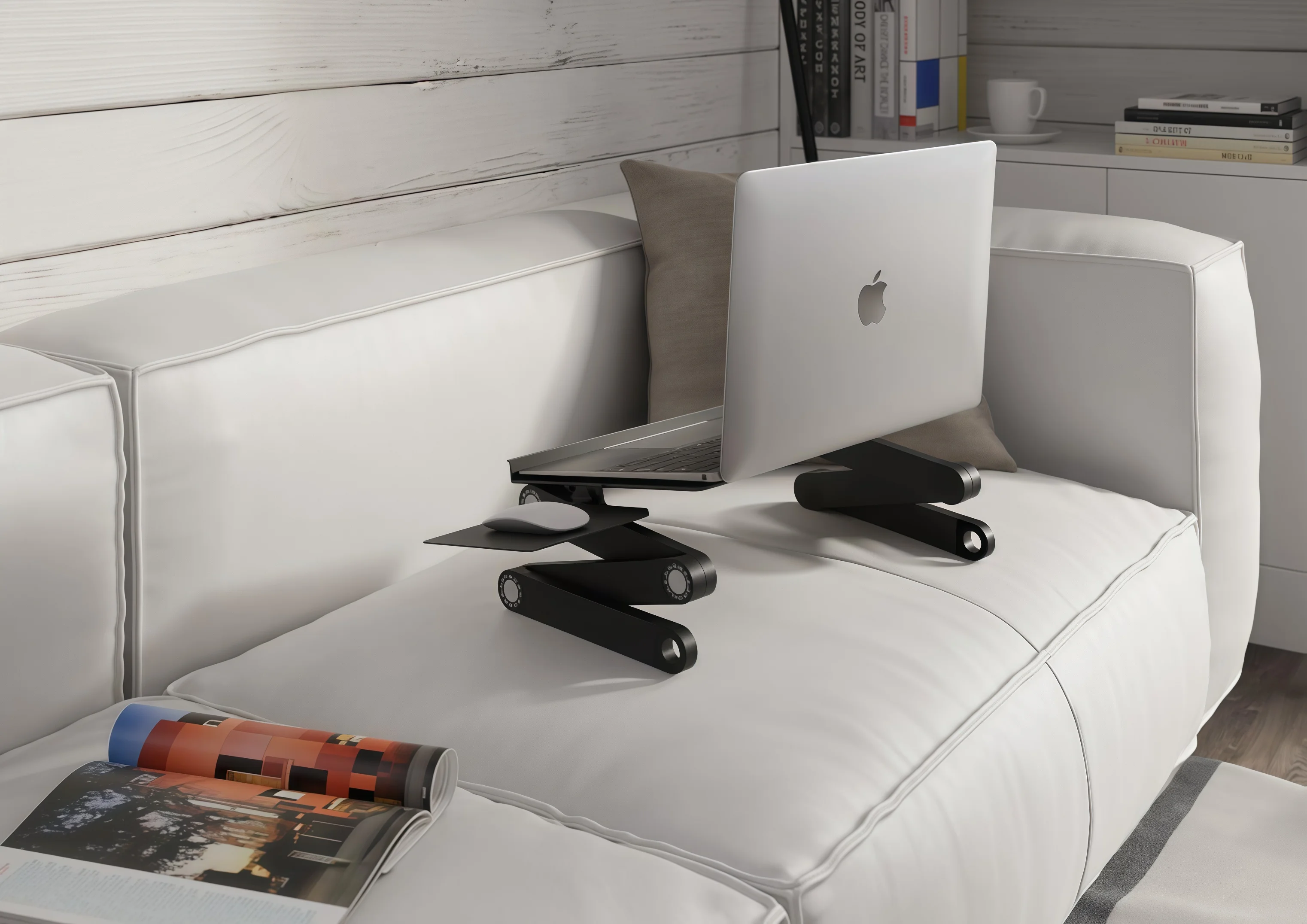 

Портативная подставка для ноутбука + коврик для мыши. Этот держатель изготовлен из легкого алюминиевого сплава, полностью регулируемый и эргономичный, подходит для ультрабуков и MacBook. Черный настольный лоток-подставка, расширяемый до 17 дюймов.