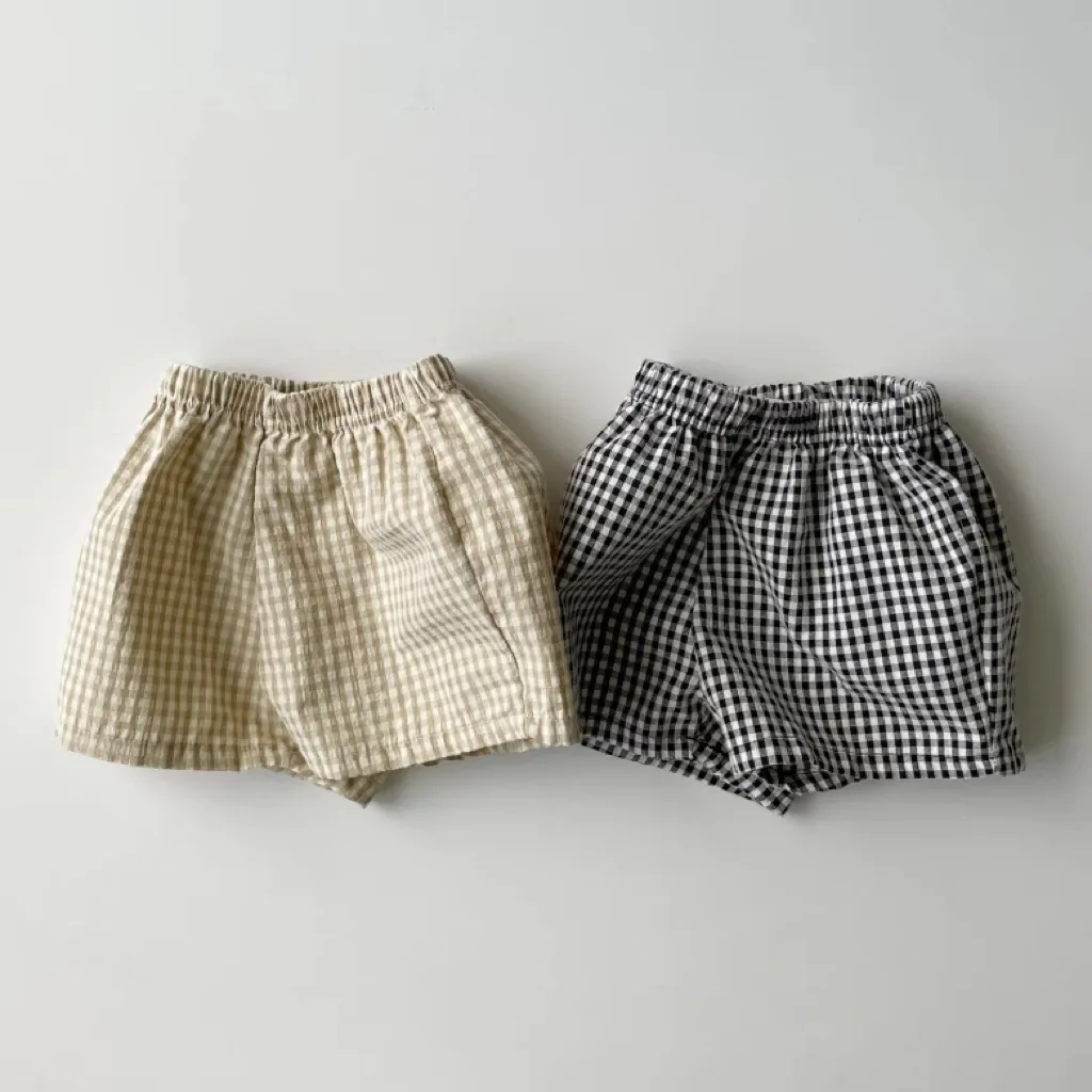 

2025 Summer New Baby Plaid Shorts Cotton Boys Casual Pants Comfortable Breathable Infant Girls Versatile Shorts Toddler Clothes