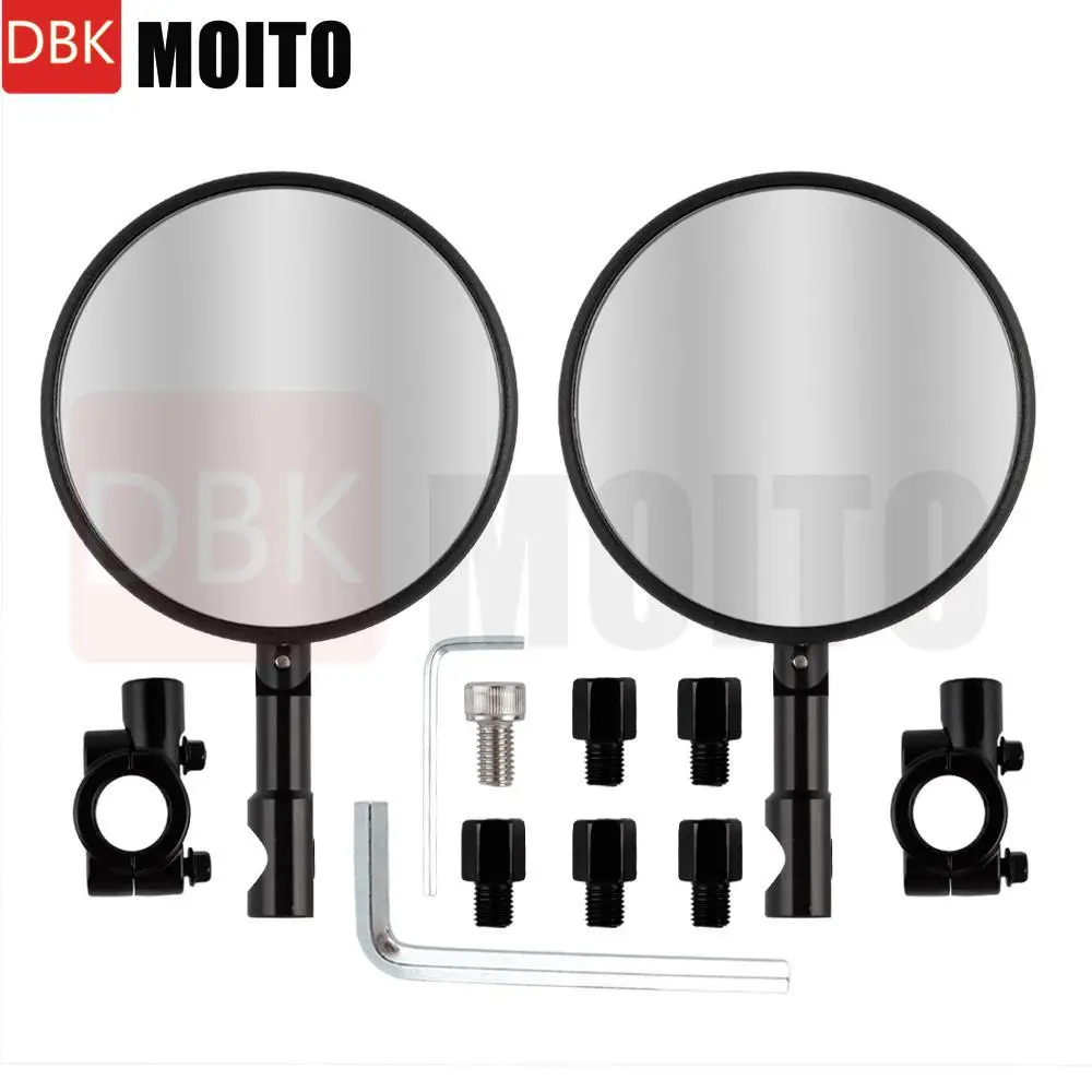 

Universal Black Round Mirror Replacement M8 M10 Handlebar End Mirror Convex Handle Bars Rearview Mirror For Kawasaki For YAMAHA