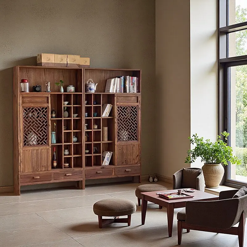 Solid wood Bogu frame room set display cabinet cabinet cup holder room tea set storage rack